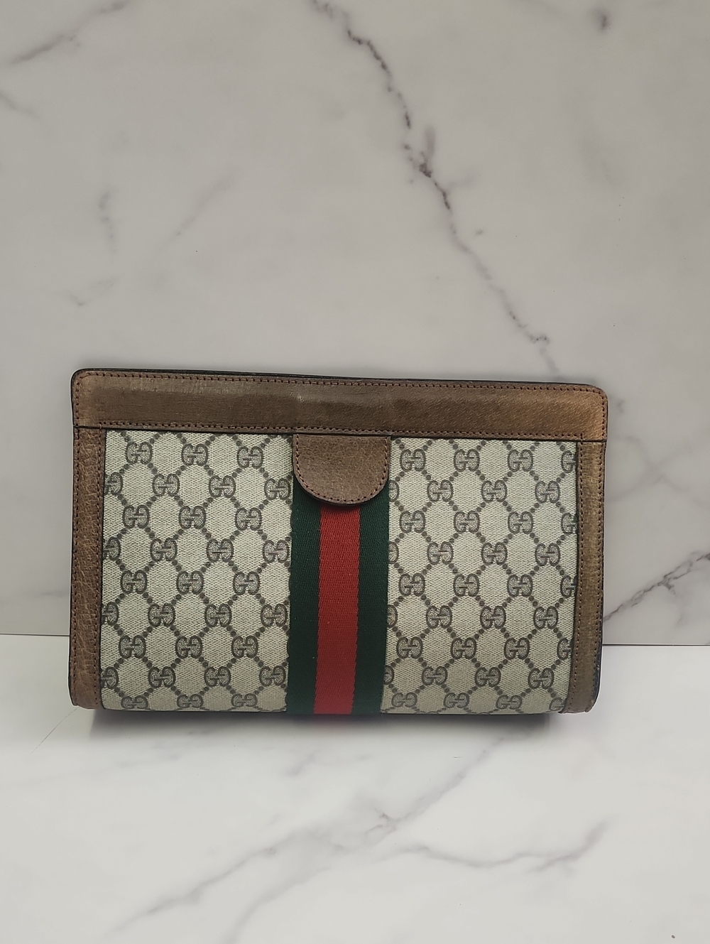 Authentic Vintage Sherry Line Gucci Supreme Clutch With Digital COA